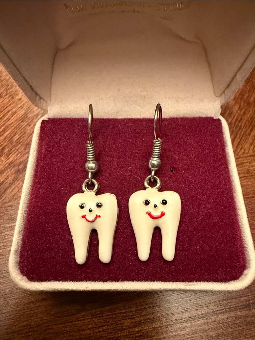 Cutest Tooth Dangle Earrings - enamel on metal